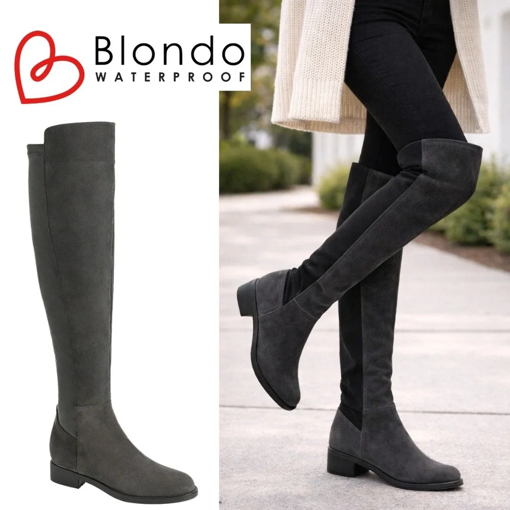 Blondo, Sierra Grey Suede Waterproof Tall Over the Knee‎ Boots 9.5M B5884-615